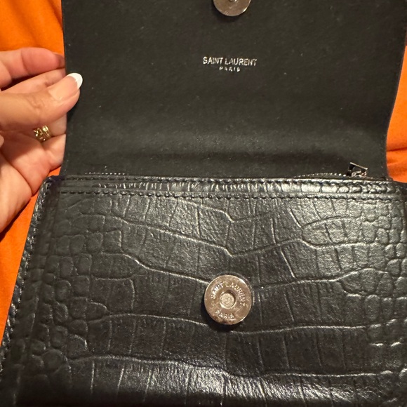 Black Croc-Embossed Chain Bag - Picture 3 of 7